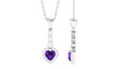 Heart Shape Amethyst Drop Pendant with Diamond Amethyst - ( AAA ) - Quality - Rosec Jewels