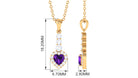 Heart Shape Amethyst Drop Pendant with Diamond Amethyst - ( AAA ) - Quality - Rosec Jewels