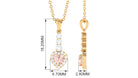 Real Morganite Heart Drop Pendant Necklace with Diamond Morganite - ( AAA ) - Quality - Rosec Jewels