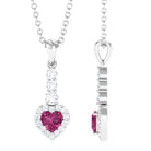 Heart Shape Pink Tourmaline Drop Pendant with Diamond Pink Tourmaline - ( AAA ) - Quality - Rosec Jewels