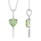 Heart Shape Green Sapphire and Diamond Pendant Green Sapphire - ( AAA ) - Quality - Rosec Jewels