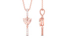 Genuine Morganite Heart Drop Pendant Necklace with Diamond Morganite - ( AAA ) - Quality - Rosec Jewels