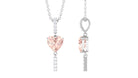 Genuine Morganite Heart Drop Pendant Necklace with Diamond Morganite - ( AAA ) - Quality - Rosec Jewels