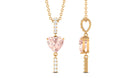 Genuine Morganite Heart Drop Pendant Necklace with Diamond Morganite - ( AAA ) - Quality - Rosec Jewels