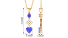 Heart and Round Shape Tanzanite and Diamond Dangle Pendant Tanzanite - ( AAA ) - Quality - Rosec Jewels