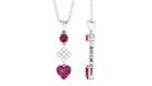 Round and Heart Shape Pink Tourmaline Dangle Pendant with Diamond Pink Tourmaline - ( AAA ) - Quality - Rosec Jewels