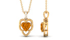 Heart Shape Citrine Pendant with Diamond Accent Bail Citrine - ( AAA ) - Quality - Rosec Jewels