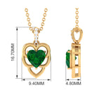 Heart Shape Created Emerald Leaf Pendant with Diamond Accent Bail Lab Created Emerald - ( AAAA ) - Quality - Rosec Jewels