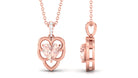 Unique Morganite Heart Pendant Necklace with Diamond Morganite - ( AAA ) - Quality - Rosec Jewels