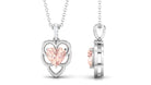 Unique Morganite Heart Pendant Necklace with Diamond Morganite - ( AAA ) - Quality - Rosec Jewels