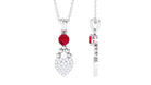 Round Cut Created Ruby and Diamond Heart Pendant Lab Created Ruby - ( AAAA ) - Quality - Rosec Jewels