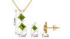 Princess Cut Peridot Modern Jewelry Set with Diamond Peridot - ( AAA ) - Quality - Rosec Jewels