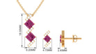 Princess Cut Pink Tourmaline Modern Jewelry Set with Diamond Pink Tourmaline - ( AAA ) - Quality - Rosec Jewels