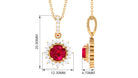 Round Created Ruby Halo Pendant with Diamond Accent Bail Lab Created Ruby - ( AAAA ) - Quality - Rosec Jewels