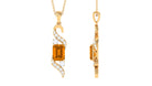 Emerald Cut Citrine Designer Dangle Pendant with Moissanite Citrine - ( AAA ) - Quality - Rosec Jewels