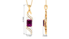 2.75 CT Emerald Cut Rhodolite Designer Drop Pendant with Diamond Rhodolite - ( AAA ) - Quality - Rosec Jewels