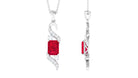 Emerald Cut Created Ruby Designer Dangle Pendant with Diamond Lab Created Ruby - ( AAAA ) - Quality - Rosec Jewels