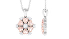 Heart Shape Morganite and Diamond Cluster Flower Pendant Morganite - ( AAA ) - Quality - Rosec Jewels