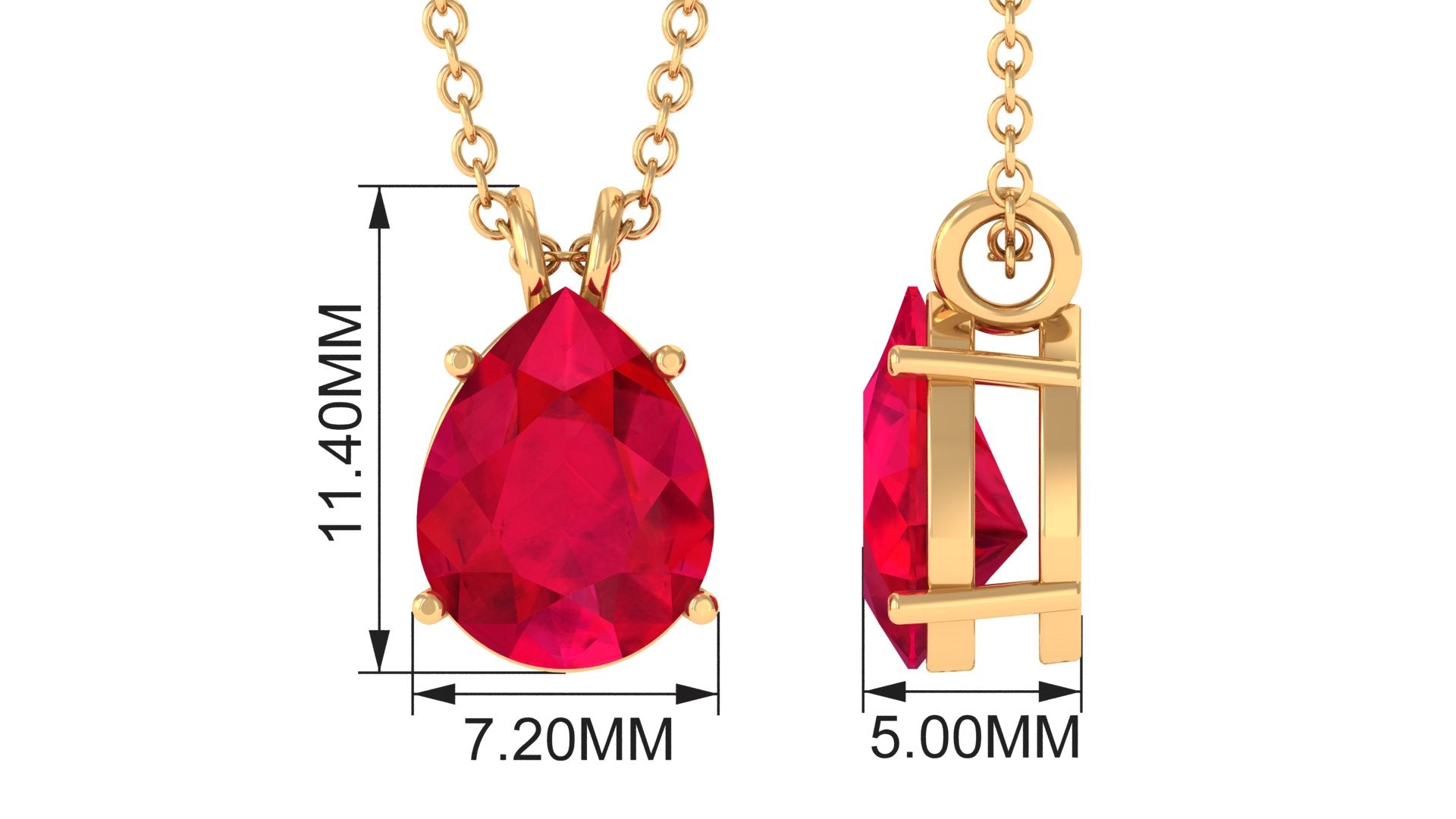 Pear Shape Created Ruby Solitaire Pendant Lab Created Ruby - ( AAAA ) - Quality - Rosec Jewels