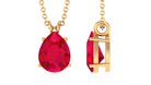 Pear Shape Created Ruby Solitaire Pendant Lab Created Ruby - ( AAAA ) - Quality - Rosec Jewels