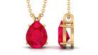 Pear Shape Created Ruby Solitaire Pendant Lab Created Ruby - ( AAAA ) - Quality - Rosec Jewels