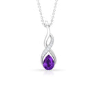 Pear Cut Amethyst and Diamond Infinity Pendant Necklace Amethyst - ( AAA ) - Quality - Rosec Jewels