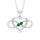 Unique Created Emerald Heart Infinity Pendant Necklace Lab Created Emerald - ( AAAA ) - Quality - Rosec Jewels