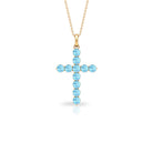 2.75 CT Simple Aquamarine Holy Cross Pendant Aquamarine - ( AAA ) - Quality - Rosec Jewels