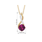 Cushion Cut Rhodolite Solitaire Infinity Pendant with Diamond Rhodolite - ( AAA ) - Quality - Rosec Jewels