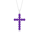 Simple Amethyst Holy Cross Pendant Necklace Amethyst - ( AAA ) - Quality - Rosec Jewels