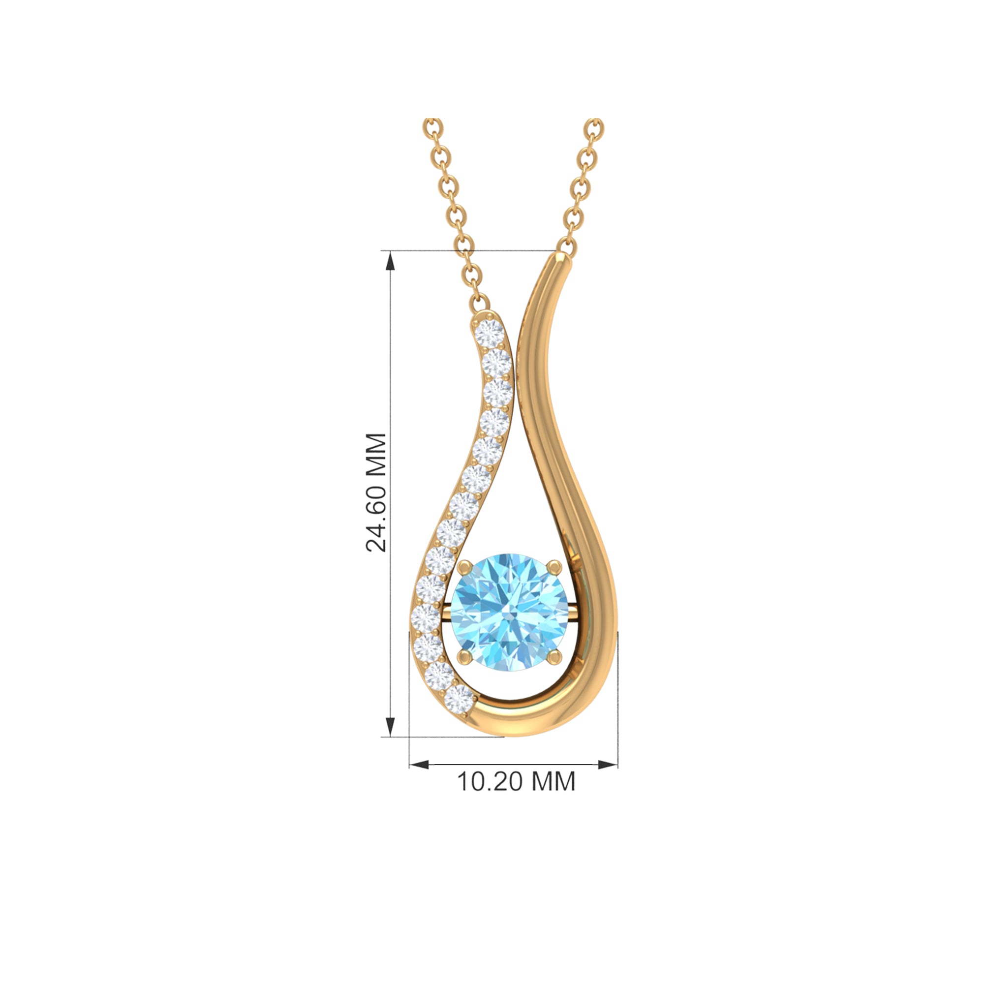 1.25 CT Aquamarine and Diamond Teardrop Pendant Necklace Aquamarine - ( AAA ) - Quality - Rosec Jewels