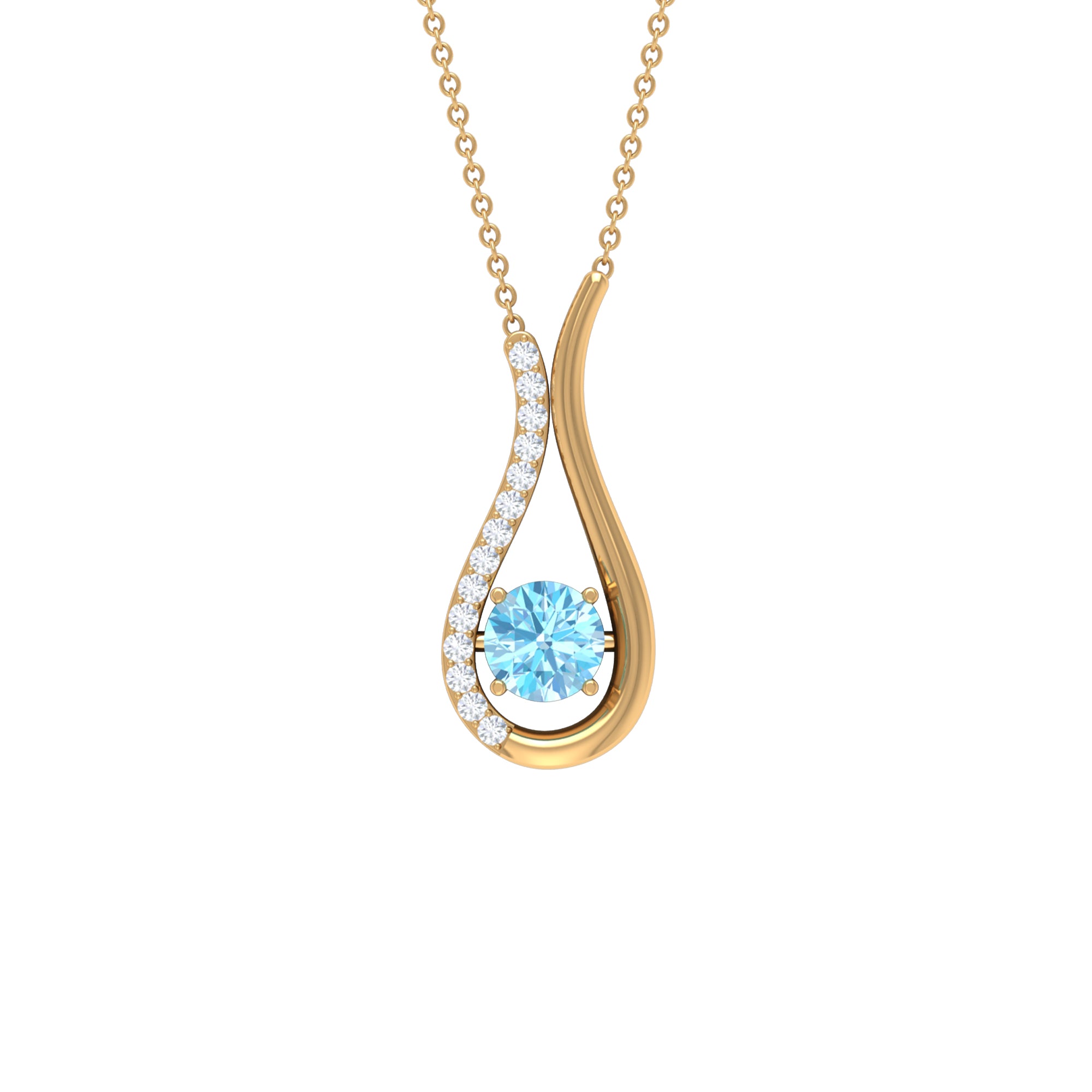 1.25 CT Aquamarine and Diamond Teardrop Pendant Necklace Aquamarine - ( AAA ) - Quality - Rosec Jewels