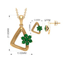 Emerald Floral Gold Triangle Jewelry Set Emerald - ( AAA ) - Quality - Rosec Jewels