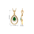 Minimal Emerald Teardrop Pendant with Diamond Halo Emerald - ( AAA ) - Quality - Rosec Jewels