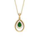 Minimal Emerald Teardrop Pendant with Diamond Halo Emerald - ( AAA ) - Quality - Rosec Jewels