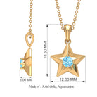 0.25 CT Blue Aquamarine Gold Star Pendant in Prong Setting Aquamarine - ( AAA ) - Quality - Rosec Jewels