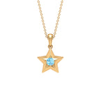 0.25 CT Blue Aquamarine Gold Star Pendant in Prong Setting Aquamarine - ( AAA ) - Quality - Rosec Jewels