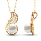 Contemporary Freshwater Pearl Pendant Necklace with Diamond Freshwater Pearl - ( AAA ) - Quality - Rosec Jewels