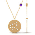 Amethyst Aquarius Constellation Disc Pendant with Moissanite Amethyst - ( AAA ) - Quality - Rosec Jewels