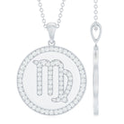 Virgo Zodiac Sign Disc Pendant with Pave Set Moissanite Moissanite - ( D-VS1 ) - Color and Clarity - Rosec Jewels