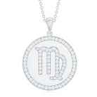 Virgo Zodiac Sign Disc Pendant with Pave Set Moissanite Moissanite - ( D-VS1 ) - Color and Clarity - Rosec Jewels