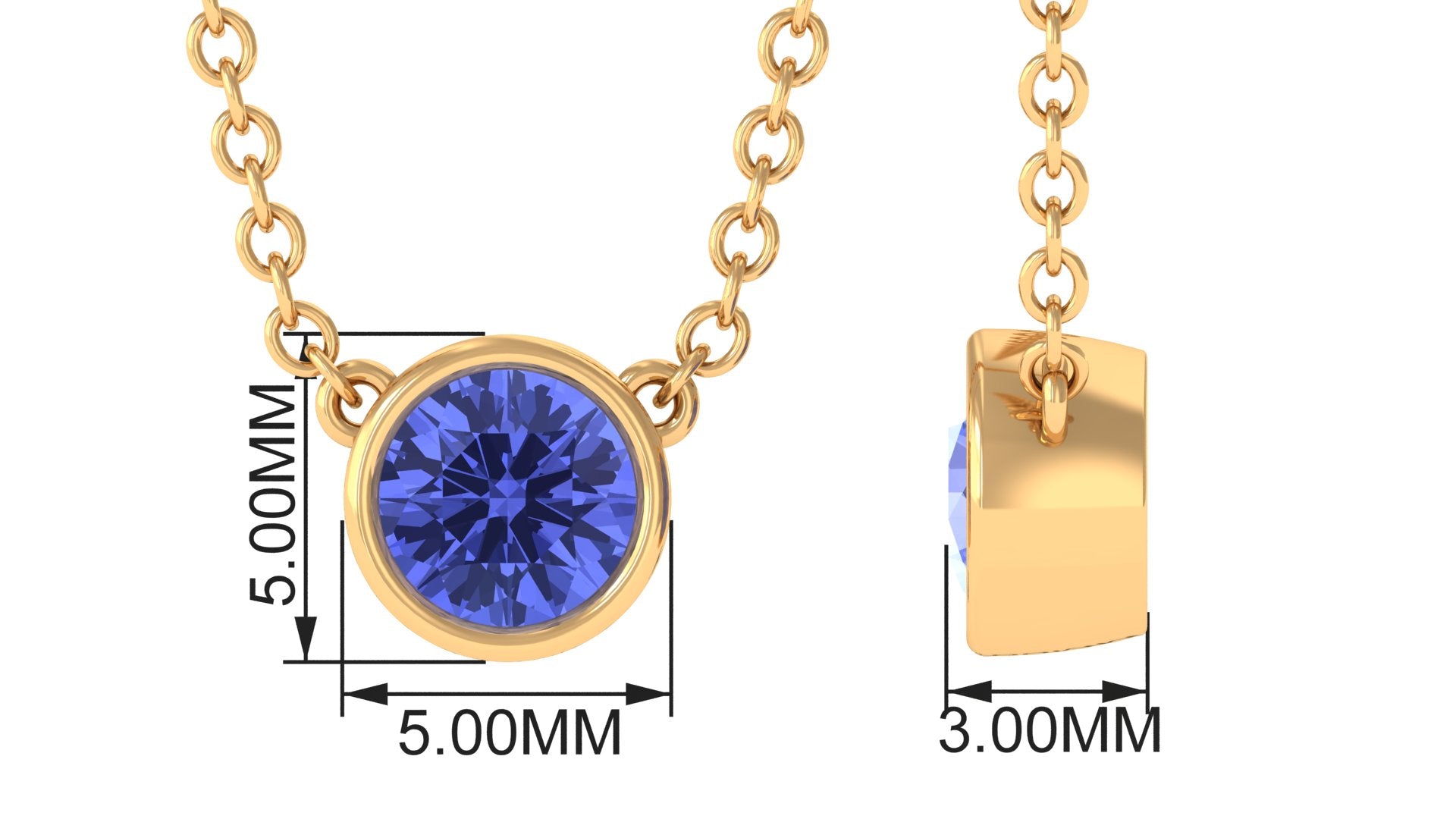 1/2 CT Bezel Set Tanzanite Solitaire Pendant Necklace in Gold Tanzanite - ( AAA ) - Quality - Rosec Jewels