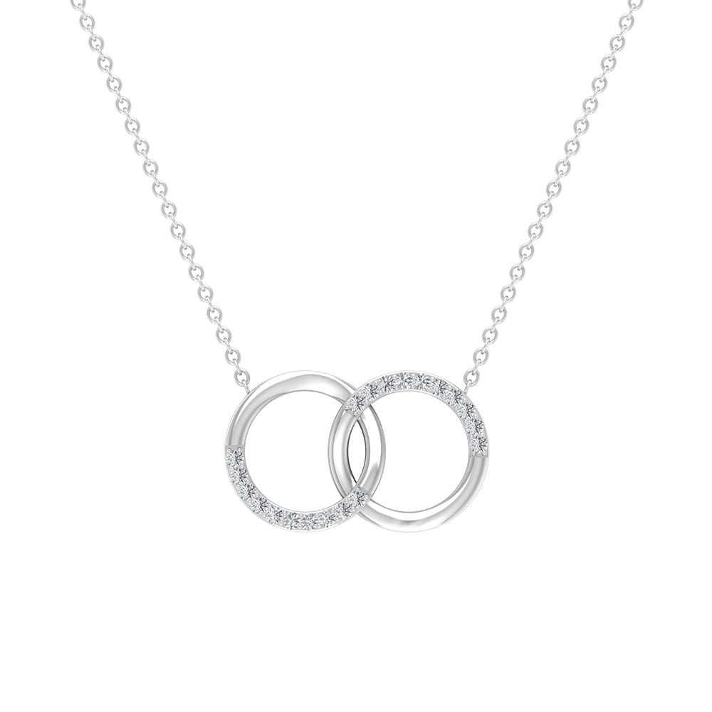 Open Circle Interlock Pendant Necklace with Diamond Diamond - ( HI-SI ) - Color and Clarity - Rosec Jewels