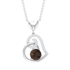 3/4 CT Smoky Quartz and Diamond Heart Drop Pendant Smoky Quartz - ( AAA ) - Quality - Rosec Jewels