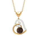 3/4 CT Smoky Quartz and Diamond Heart Drop Pendant Smoky Quartz - ( AAA ) - Quality - Rosec Jewels