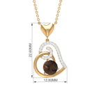 3/4 CT Smoky Quartz and Diamond Heart Drop Pendant Smoky Quartz - ( AAA ) - Quality - Rosec Jewels