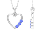 1/2 CT Tanzanite Three Stone Gold Heart Pendant Tanzanite - ( AAA ) - Quality - Rosec Jewels