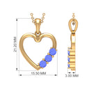 1/2 CT Tanzanite Three Stone Gold Heart Pendant Tanzanite - ( AAA ) - Quality - Rosec Jewels