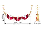 Marquise Cut Ruby and Diamond Leaf Necklace Ruby - ( AAA ) - Quality - Rosec Jewels