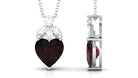 Heart Shape Garnet Solitaire Pendant with Diamond Stones Garnet - ( AAA ) - Quality - Rosec Jewels